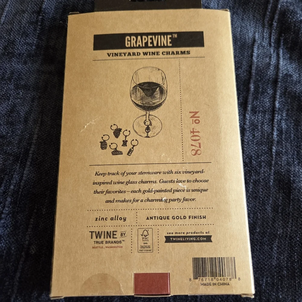 Twine Grapevine Vineyard Wine Charms New In Box